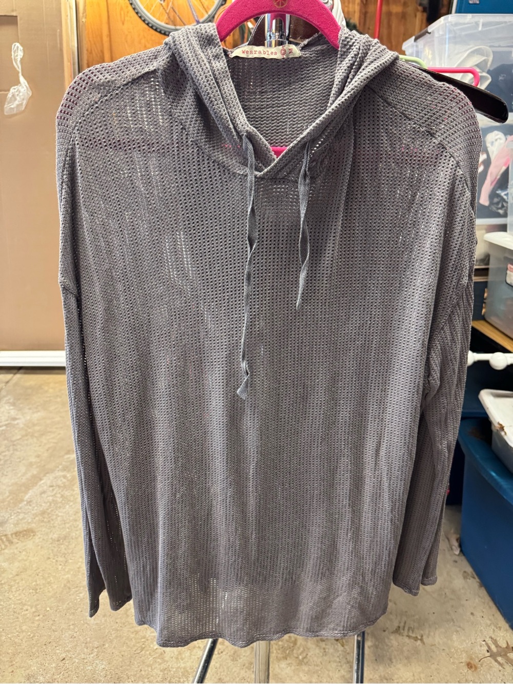 Wearables Lightweight lavendar Gray Knit Hooded Pullover Sweater